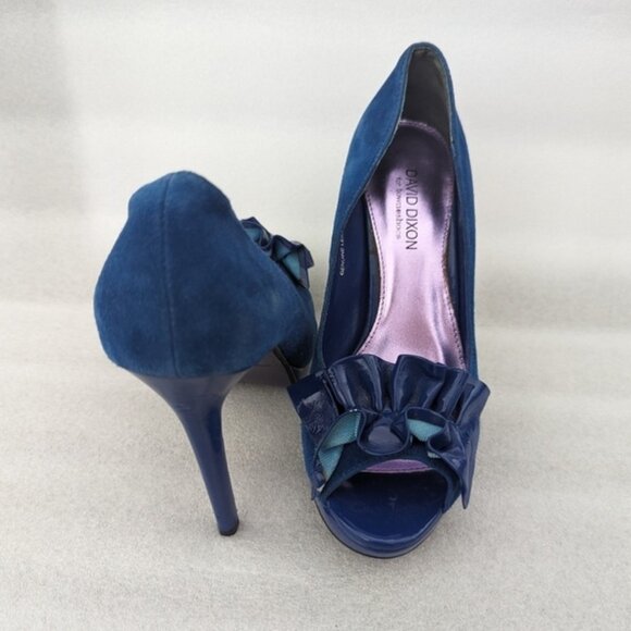 DAVID Dixon sax blue pumps heels leather suede size 8 - Picture 2 of 5